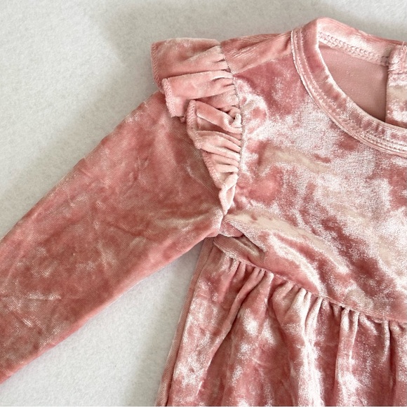 Blush Velvet baby 6 months outfit infant jumpsuit with headpiece baby girl - Picture 4 of 12